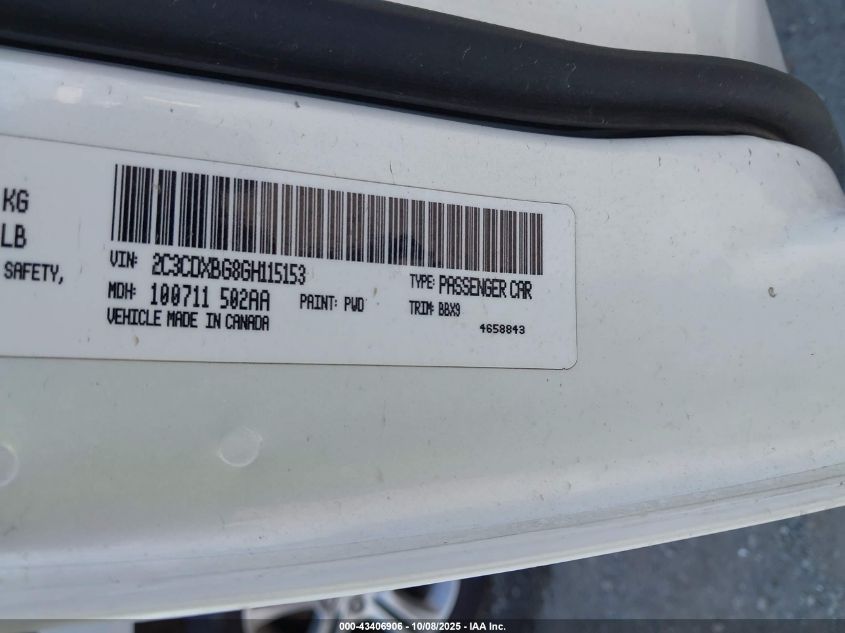 2016 Dodge Charger Se VIN: 2C3CDXBG8GH115153 Lot: 43406906