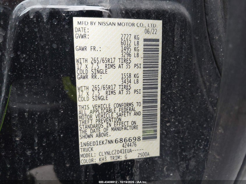 1N6ED1EK7NN686698 2022 NISSAN NAVARA (FRONTIER) photo no. 9
