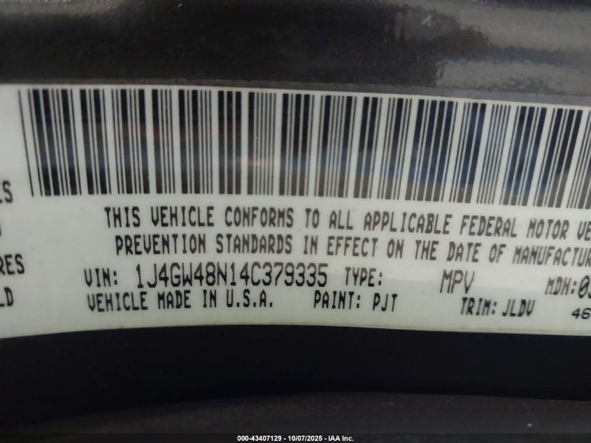 2004 Jeep Grand Cherokee Laredo VIN: 1J4GW48N14C379335 Lot: 43407129