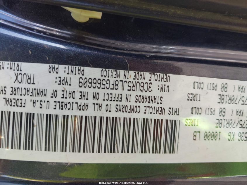 2015 Ram 2500 Big Horn VIN: 3C6UR5JL8FG566609 Lot: 43407199