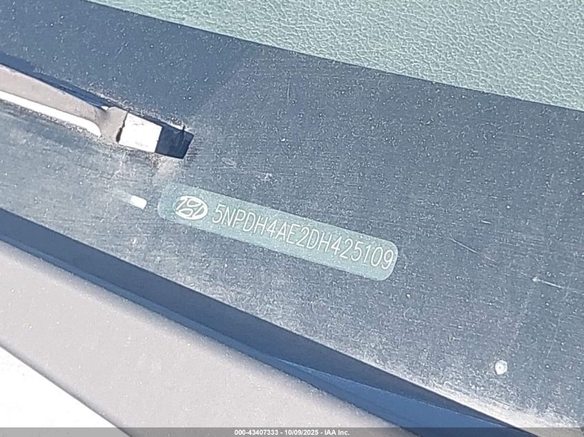 2013 Hyundai Elantra Gls VIN: 5NPDH4AE2DH425109 Lot: 43407333