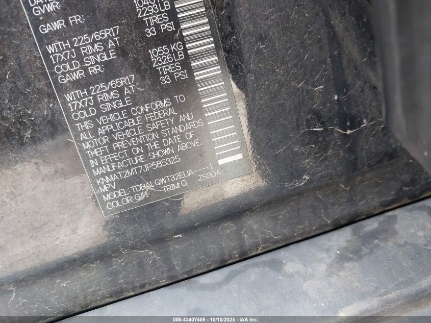 2018 Nissan Rogue Sv VIN: KNMAT2MT7JP585325 Lot: 43407489