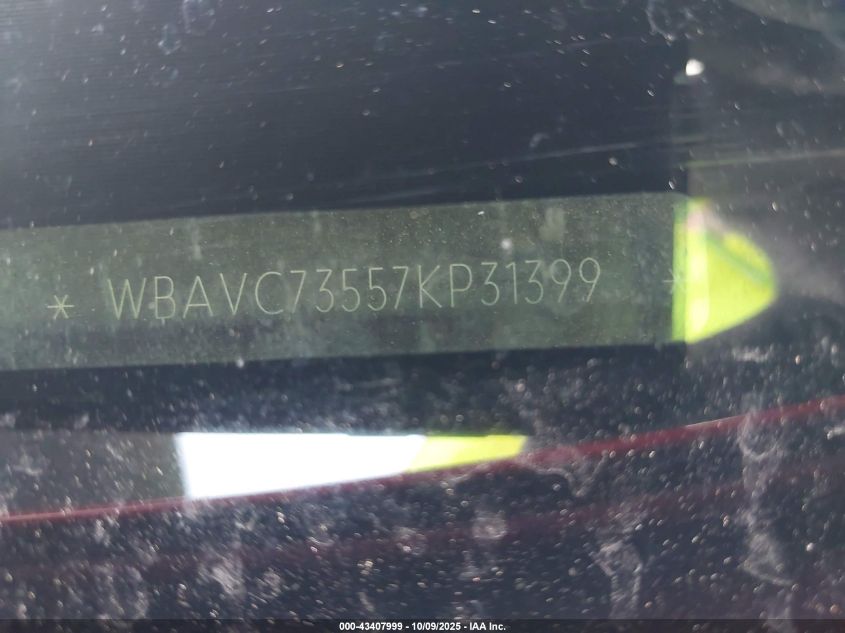 2007 BMW 328Xi VIN: WBAVC73557KP31399 Lot: 43407999