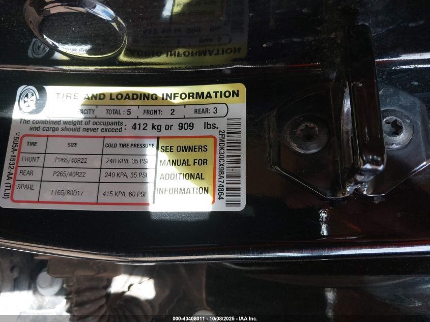 2009 Ford Edge Sport VIN: 2FMDK30CX9BA74864 Lot: 43408011