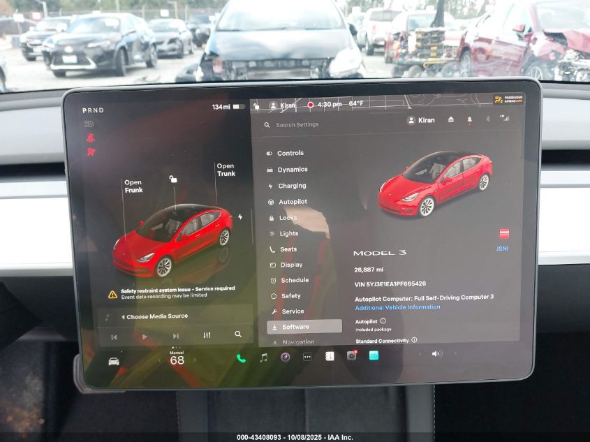 2023 Tesla Model 3 Rear-Wheel Drive VIN: 5YJ3E1EA1PF665426 Lot: 43408093