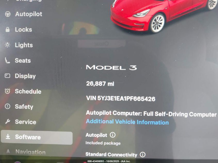 2023 Tesla Model 3 Rear-Wheel Drive VIN: 5YJ3E1EA1PF665426 Lot: 43408093