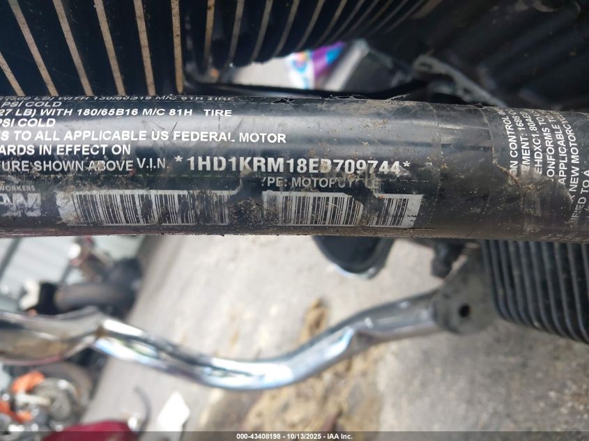 2014 Harley-Davidson Flhxs Street Glide Special VIN: 1HD1KRM18EB709744 Lot: 43408198