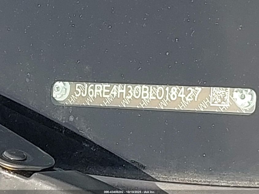 2011 Honda Cr-V Lx VIN: 5J6RE4H30BL018427 Lot: 43408202