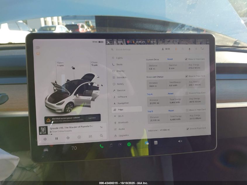 2021 Tesla Model Y Long Range Dual Motor All-Wheel Drive VIN: 5YJYGDEE8MF199767 Lot: 43408315