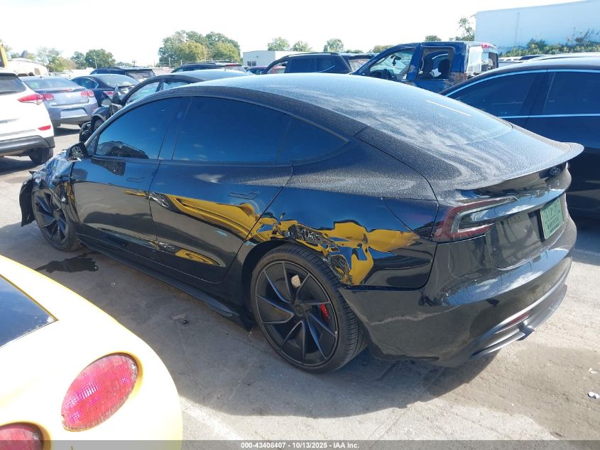 2025 Tesla Model 3 Performance VIN: 5YJ3E1ET5SF073148 Lot: 43408407
