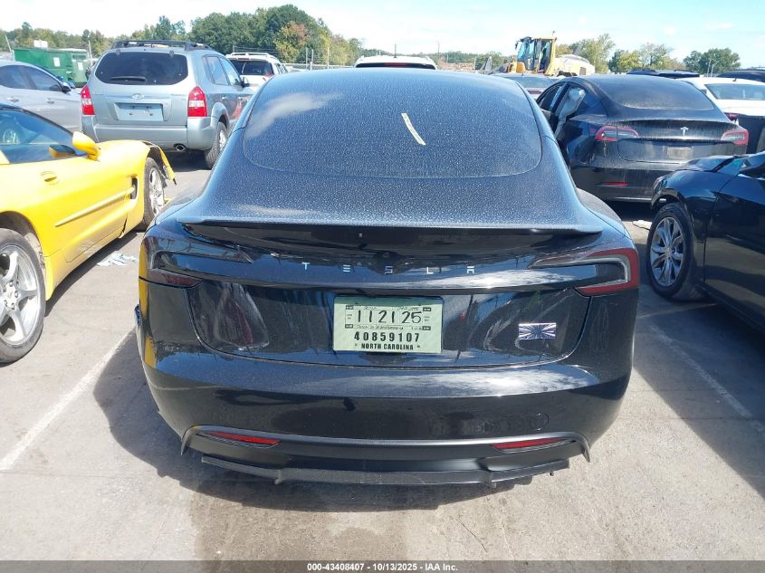2025 Tesla Model 3 Performance VIN: 5YJ3E1ET5SF073148 Lot: 43408407