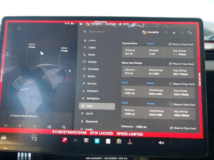 2025 Tesla Model 3 Performance VIN: 5YJ3E1ET5SF073148 Lot: 43408407