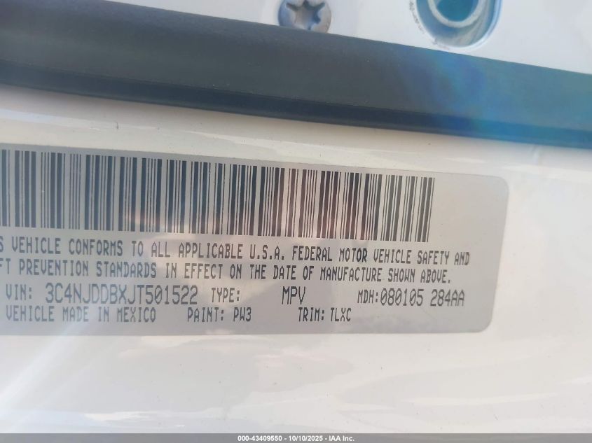 2018 Jeep Compass Trailhawk 4X4 VIN: 3C4NJDDBXJT501522 Lot: 43409550