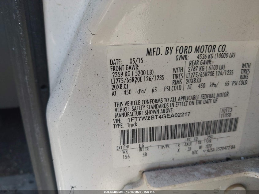 1FT7W2BT4GEA02217 2016 FORD F250 photo no. 9