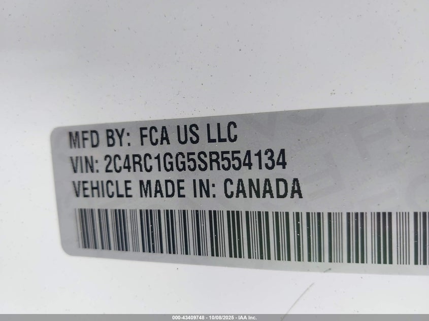 2C4RC1GG5SR554134 2025 Chrysler Pacifica 3.6 Limited White