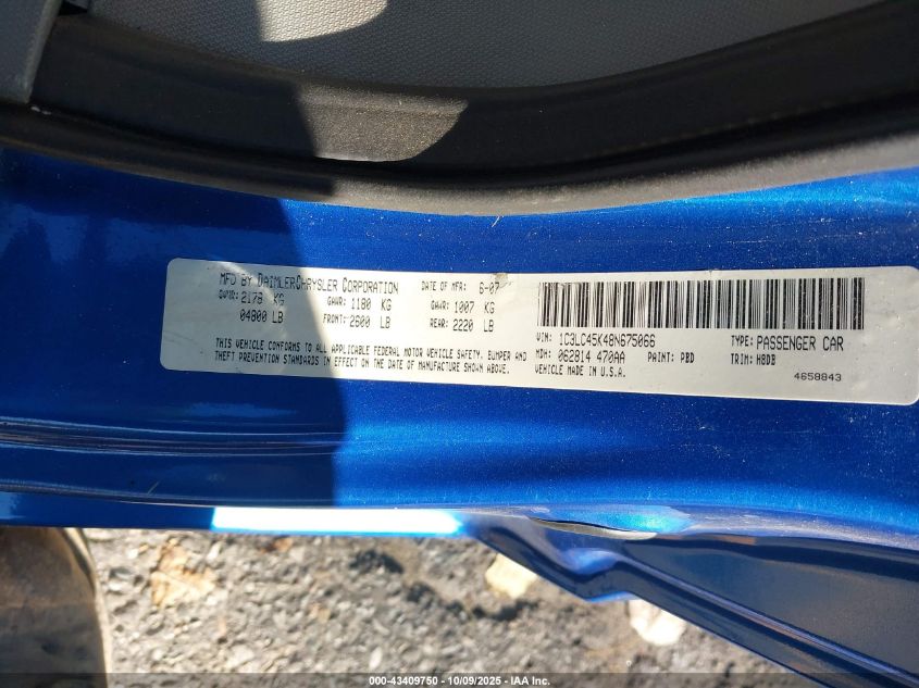 2008 Chrysler Sebring Lx VIN: 1C3LC45K48N675066 Lot: 43409750