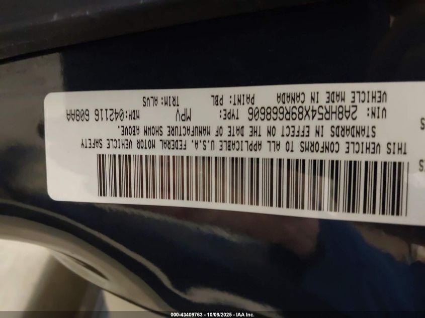 2009 Chrysler Town & Country Touring VIN: 2A8HR54X89R668606 Lot: 43409763