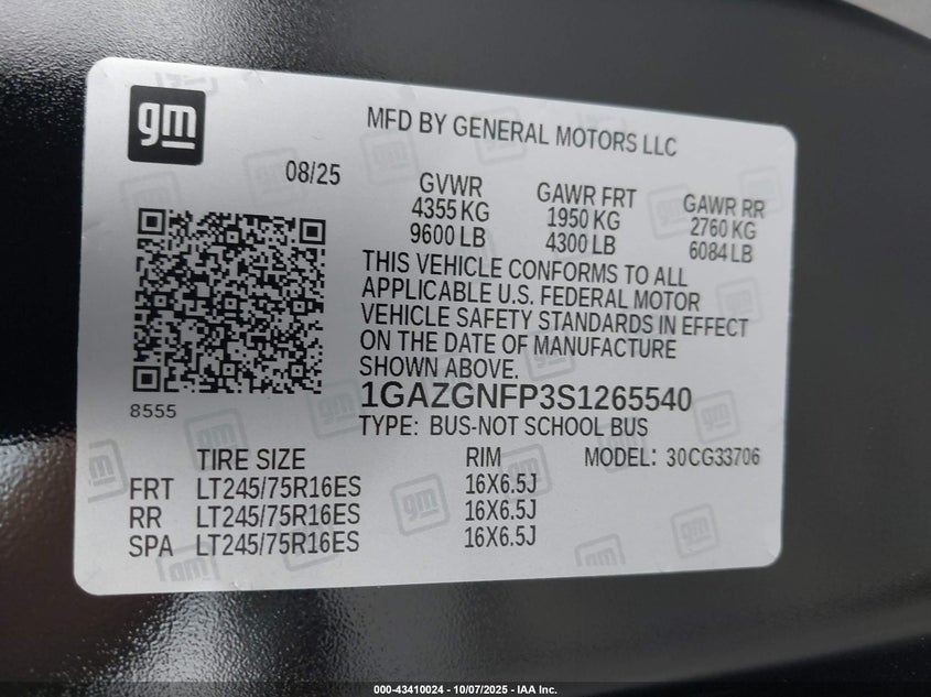 1GAZGNFP3S1265540 2025 CHEVROLET EXPRESS photo no. 5