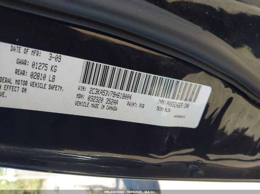 2009 Chrysler 300 Touring/Signature Series/Executive Series VIN: 2C3KA53V79H618004 Lot: 43410382