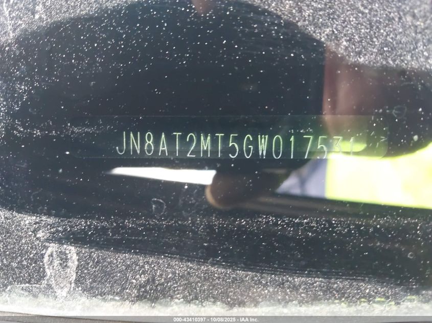 2016 Nissan Rogue Sv VIN: JN8AT2MT5GW017531 Lot: 43410397