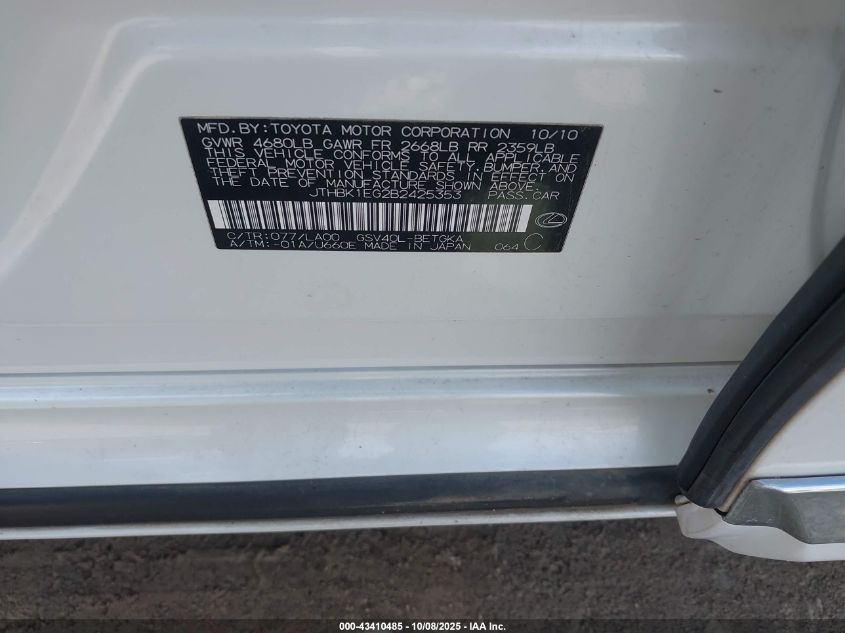 2011 Lexus Es 350 VIN: JTHBK1EG2B2425353 Lot: 43410485