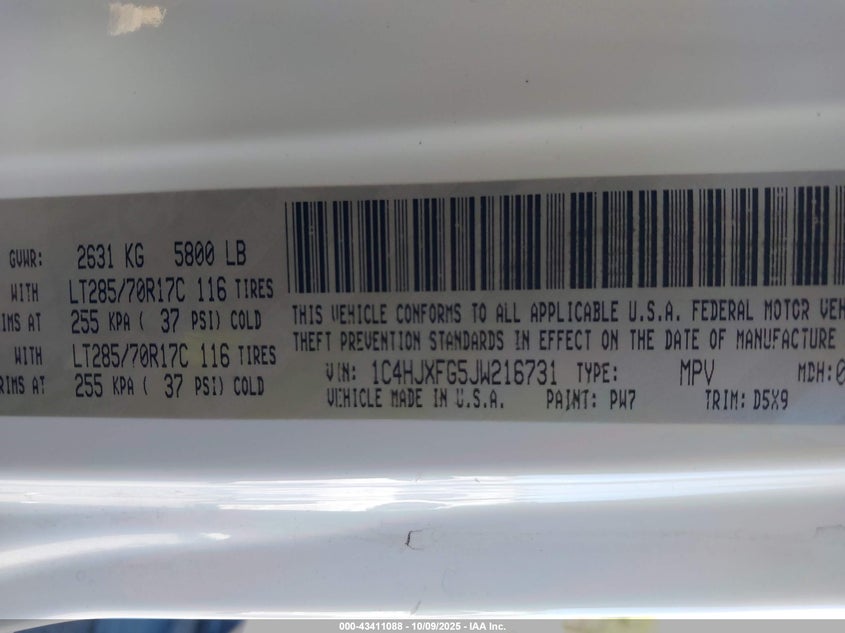 2018 JEEP WRANGLER UNLIMITED RUBICON 4X4 1C4HJXFG5JW216731