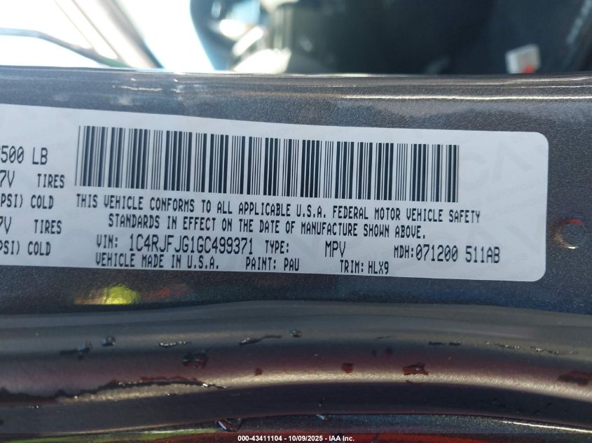 2016 Jeep Grand Cherokee Summit VIN: 1C4RJFJG1GC499371 Lot: 43411104