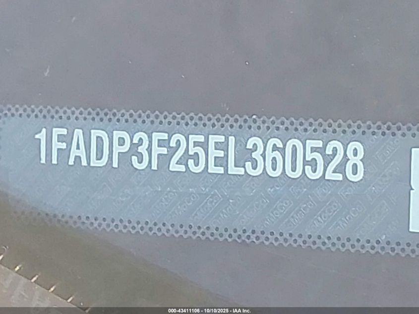 2014 Ford Focus Se VIN: 1FADP3F25EL360528 Lot: 43411106