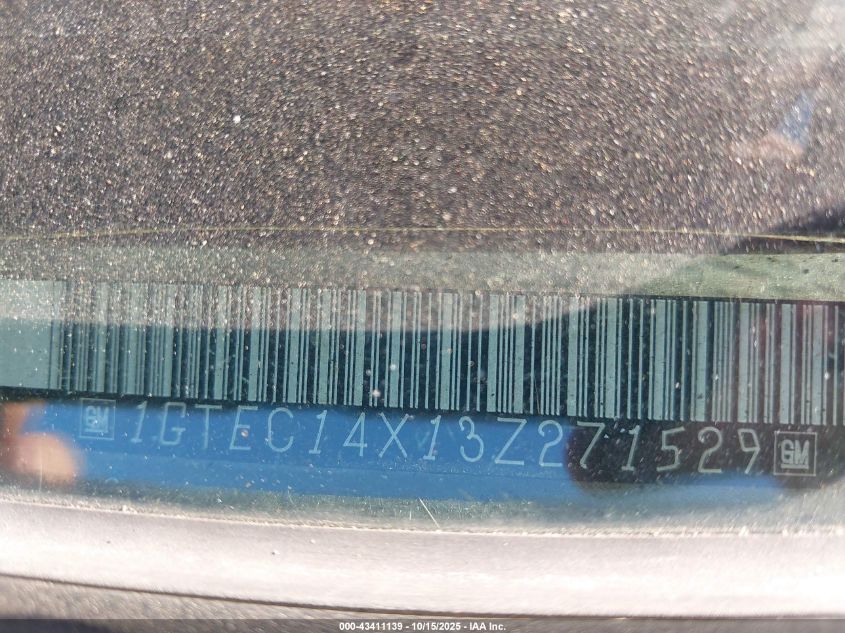 2003 GMC Sierra 1500 VIN: 1GTEC14X13Z271529 Lot: 43411139