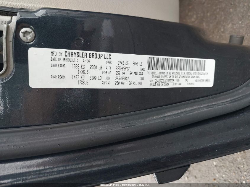 2014 Dodge Grand Caravan Se VIN: 2C4RDGBG1ER353665 Lot: 43411169