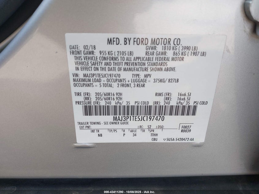 2018 FORD ECOSPORT SE MAJ3P1TE5JC197470