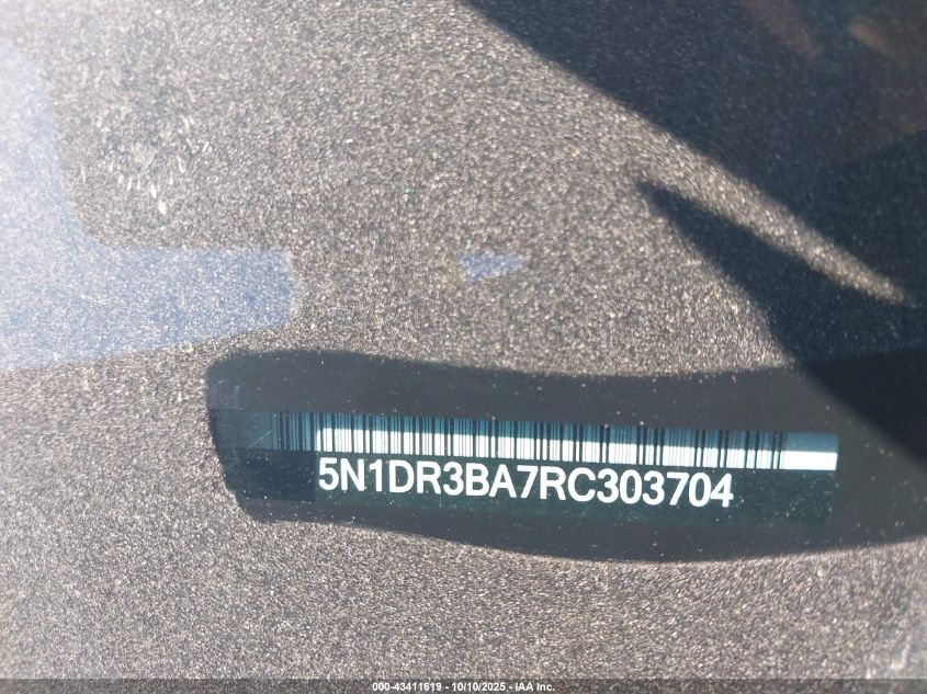 2024 Nissan Pathfinder Sv Fwd VIN: 5N1DR3BA7RC303704 Lot: 43411619