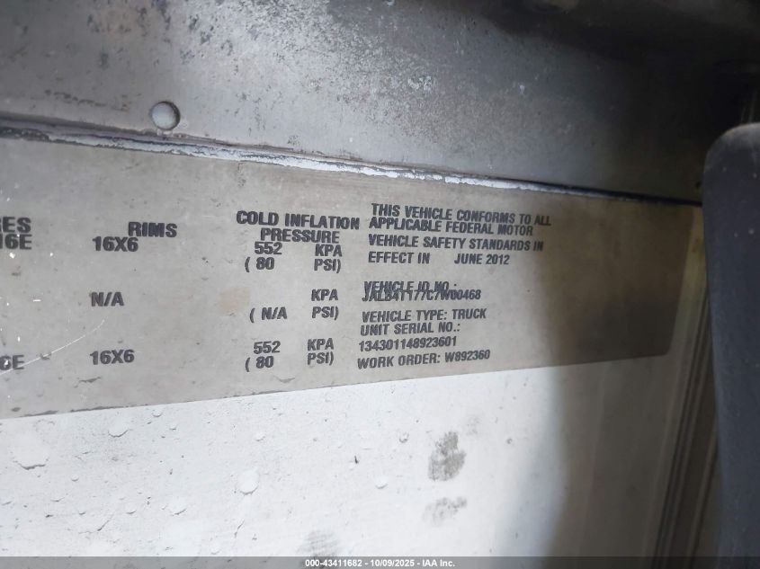 2012 Isuzu Commercial Van VIN: JALB4T177C7W00468 Lot: 43411682