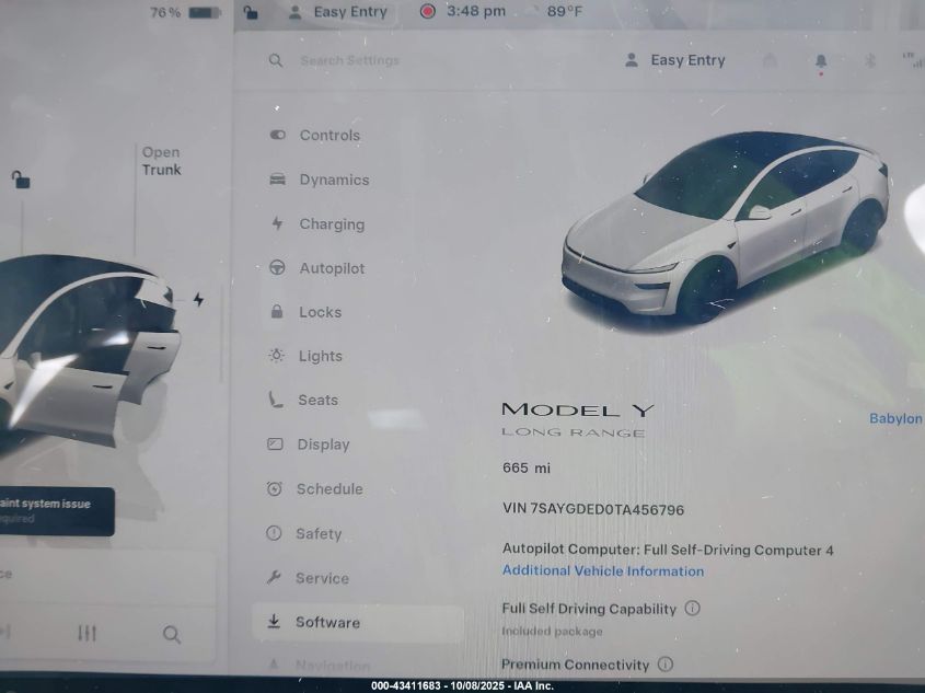 2026 Tesla Model Y Long Range Dual Motor All-Wheel Drive VIN: 7SAYGDED0TA456796 Lot: 43411683