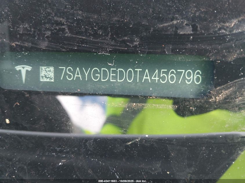 2026 Tesla Model Y Long Range Dual Motor All-Wheel Drive VIN: 7SAYGDED0TA456796 Lot: 43411683