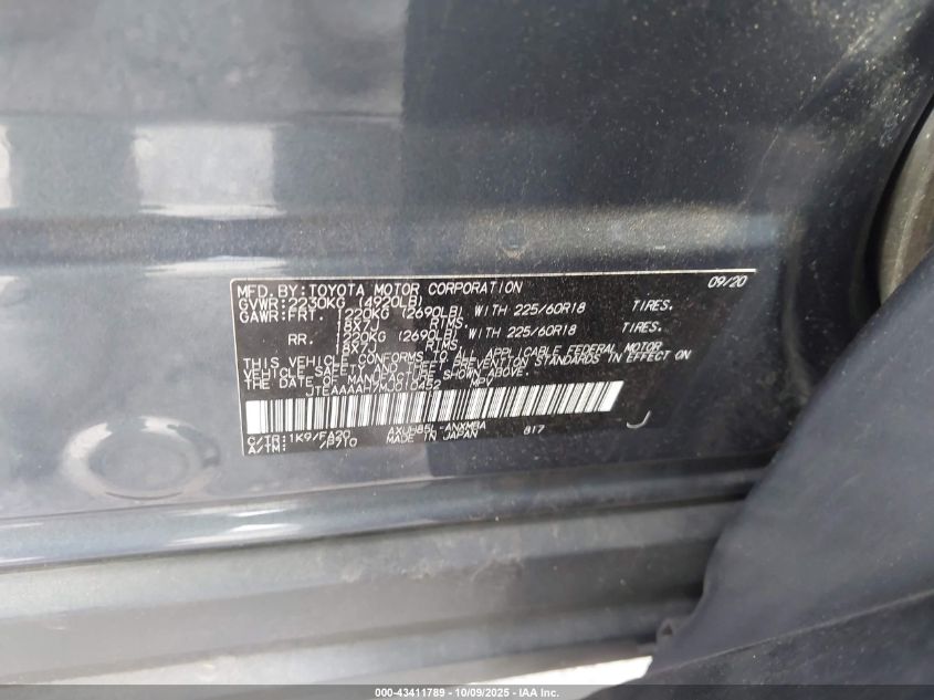 2021 Toyota Venza Le VIN: JTEAAAAH7MJ010452 Lot: 43411789