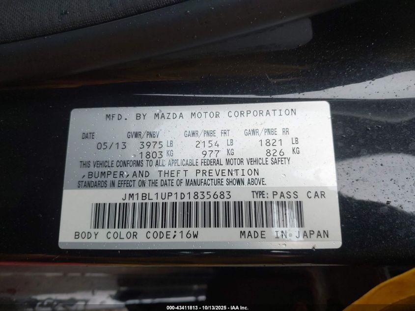 2013 Mazda Mazda3 I Sport VIN: JM1BL1UP1D1835683 Lot: 43411813