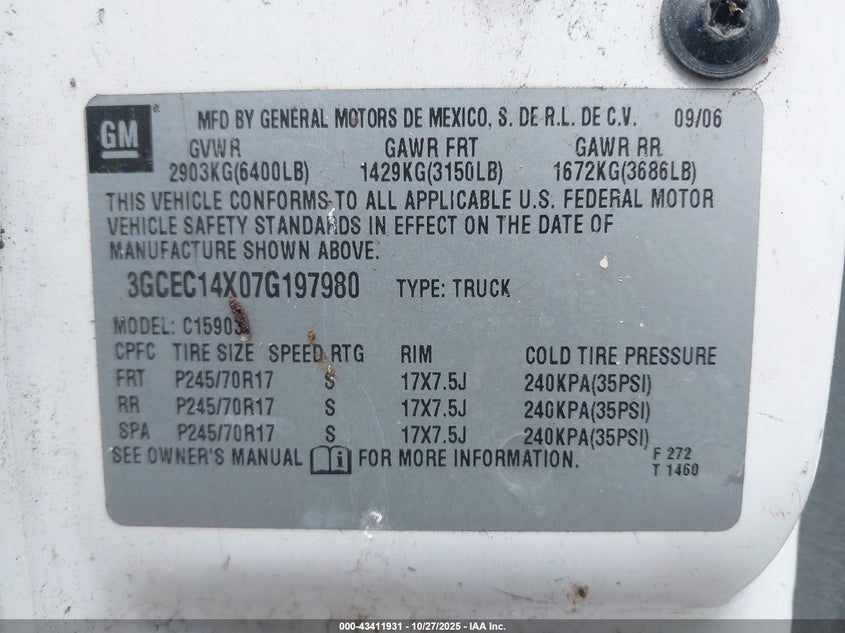 3GCEC14X07G197980 2007 CHEVROLET SILVERADO photo no. 9
