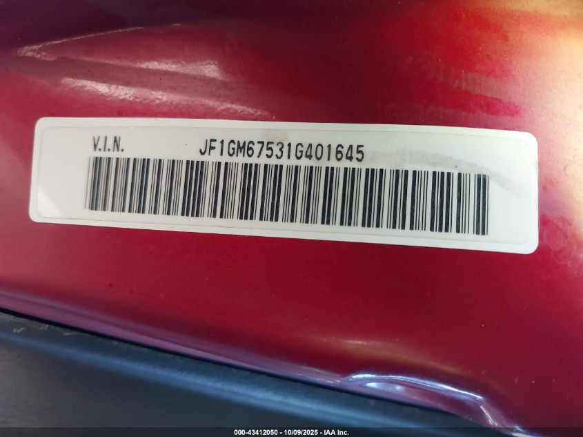2001 Subaru Impreza 2.5Rs VIN: JF1GM67531G401645 Lot: 43412050