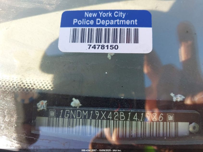 2002 Chevrolet Astro Ls VIN: 1GNDM19X42B141986 Lot: 43412057