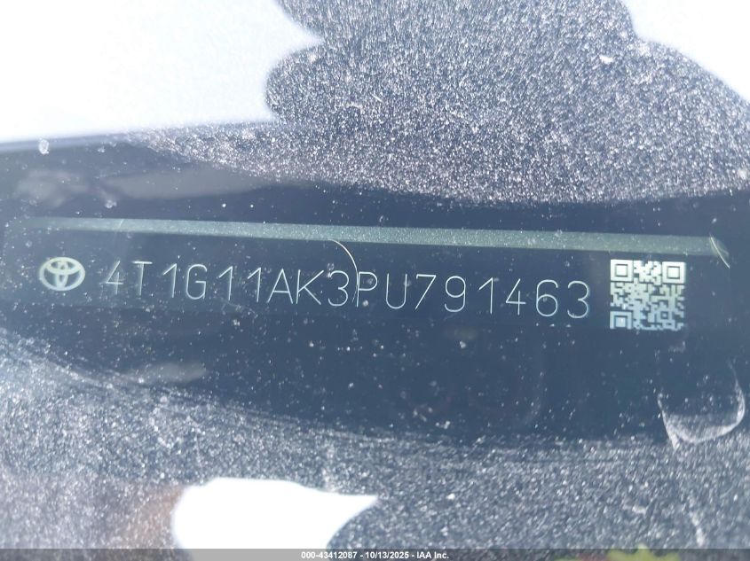 2023 Toyota Camry Se VIN: 4T1G11AK3PU791463 Lot: 43412087