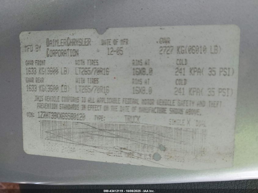 2006 Mitsubishi Raider Duro Cross V6 VIN: 1Z7HT38KX6S580120 Lot: 43412119