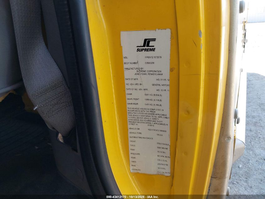 2012 GMC Savana Cutaway Work Van VIN: 1GDY72CA7C1900855 Lot: 43412170