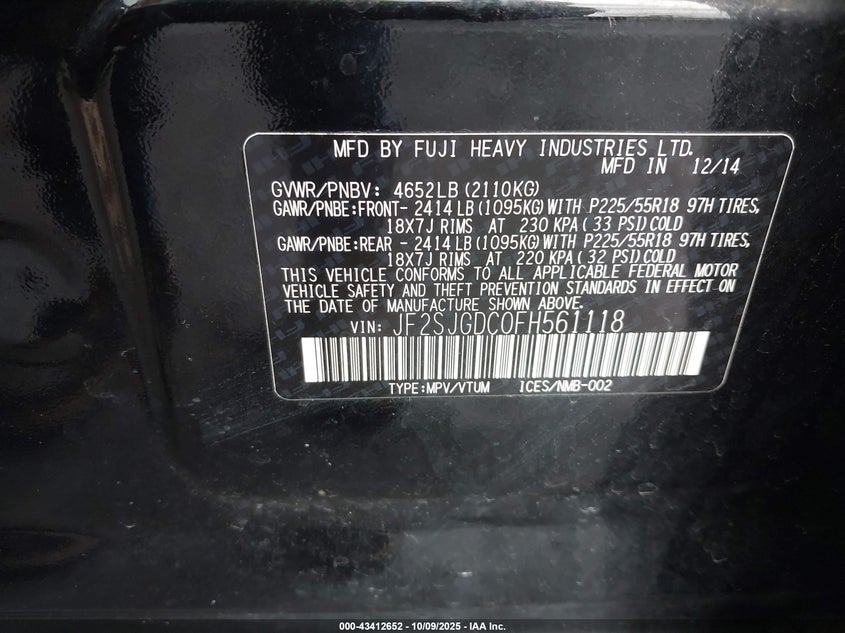 2015 SUBARU FORESTER 2.0XT PREMIUM JF2SJGDC0FH561118