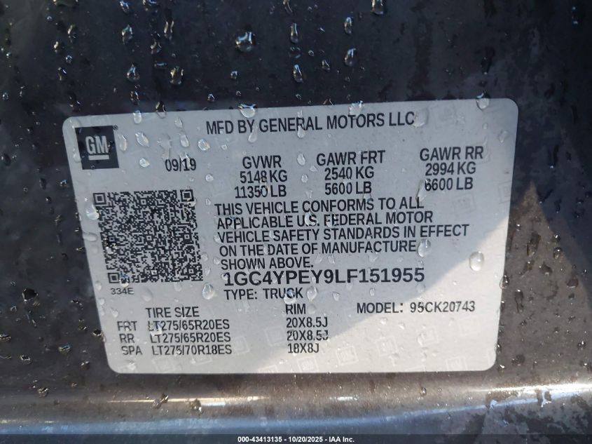 2020 Chevrolet Silverado 2500 - 1GC4YPEY9LF151955