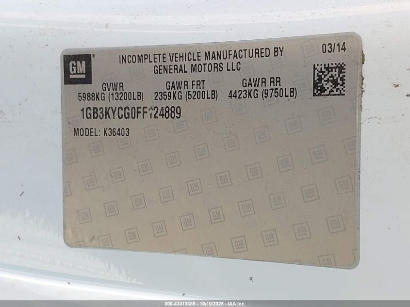 2015 Chevrolet Silverado 3500Hd Chassis Wt VIN: 1GB3KYCG0FF124889 Lot: 43413385