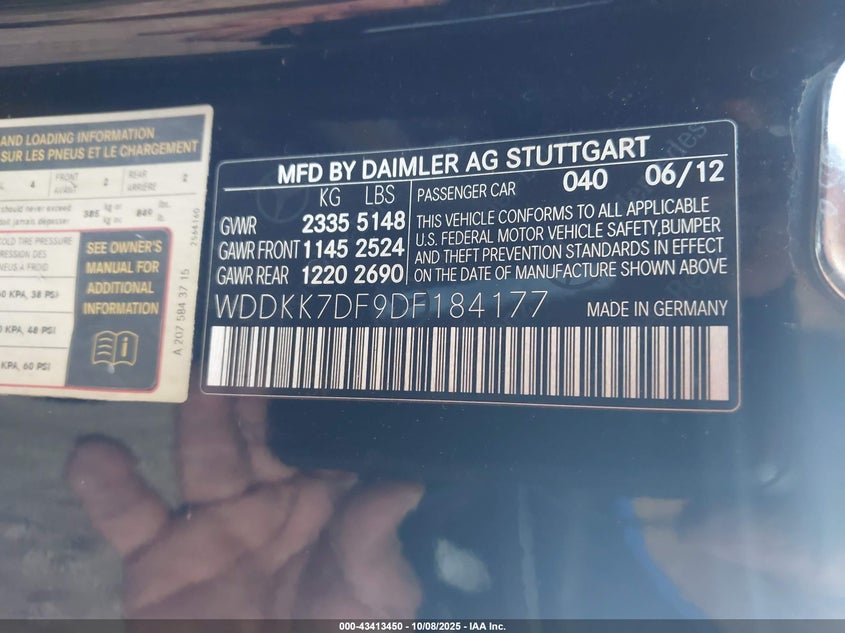 2013 MERCEDES-BENZ E 550 WDDKK7DF9DF184177