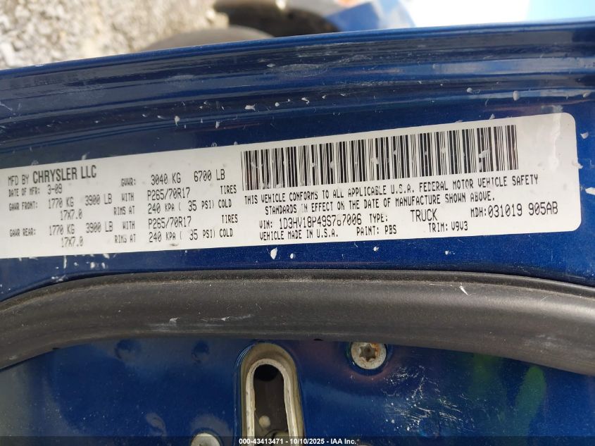 2009 Dodge Ram 1500 St VIN: 1D3HV18P49S787006 Lot: 43413471