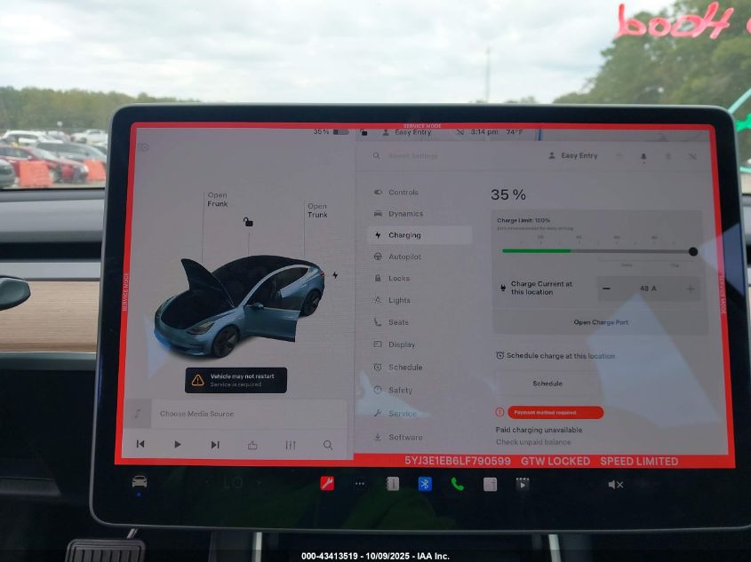 2020 Tesla Model 3 Long Range Dual Motor All-Wheel Drive VIN: 5YJ3E1EB6LF790599 Lot: 43413519