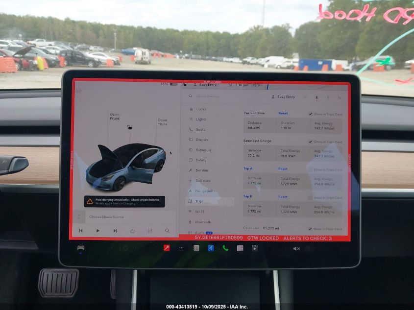 2020 Tesla Model 3 Long Range Dual Motor All-Wheel Drive VIN: 5YJ3E1EB6LF790599 Lot: 43413519